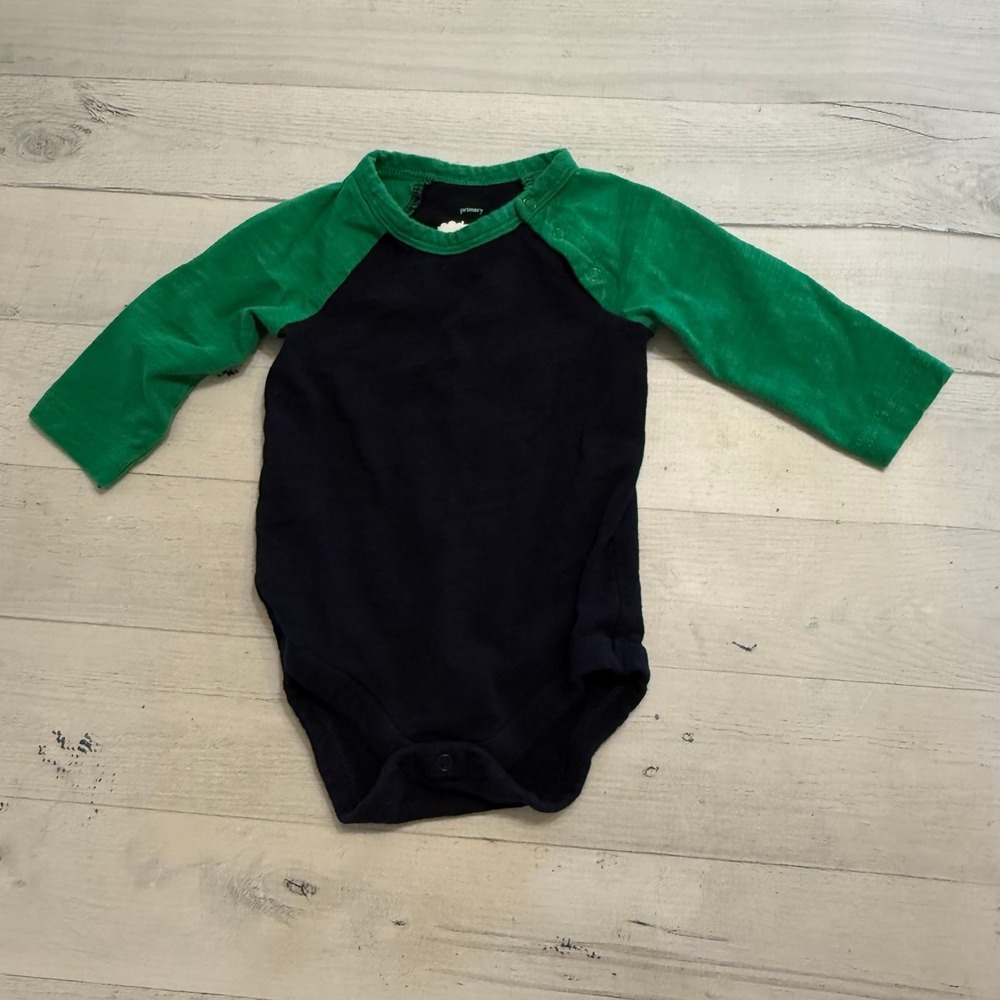Primary baby navy‎ blue green long sleeve bodysuit 3/6 months